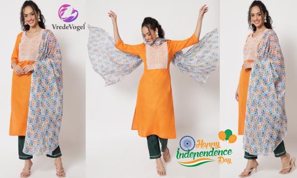 VredeVogel Independence Outfit Kurta, Pant & Dupatta Set  